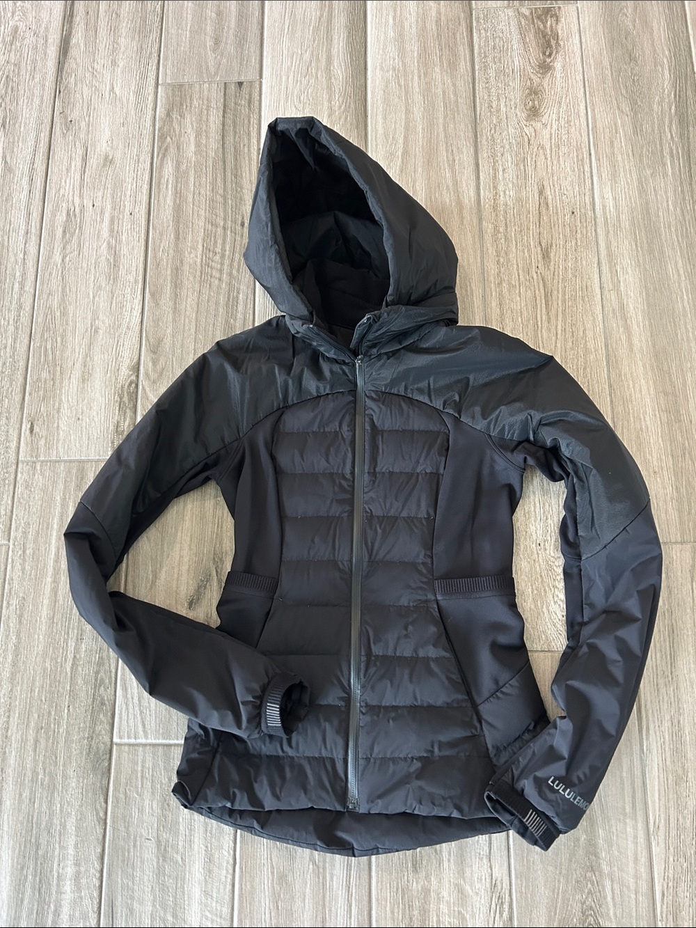 lululemon athletica Black Hooded Hybrid Puffer Jacket
